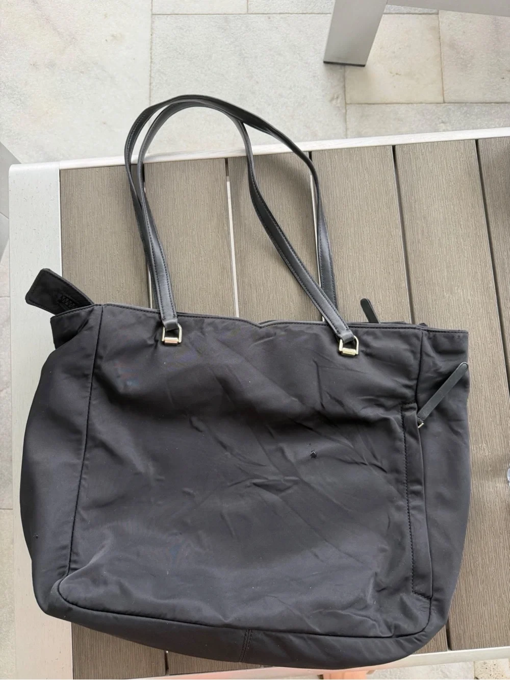 kate spade Black Nylon Tote with Gold Accents